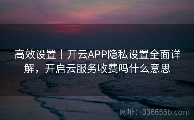 高效设置｜开云APP隐私设置全面详解，开启云服务收费吗什么意思