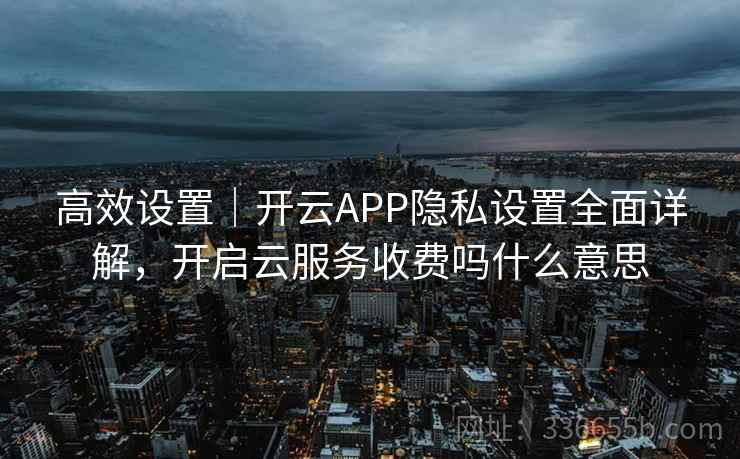 高效设置｜开云APP隐私设置全面详解，开启云服务收费吗什么意思